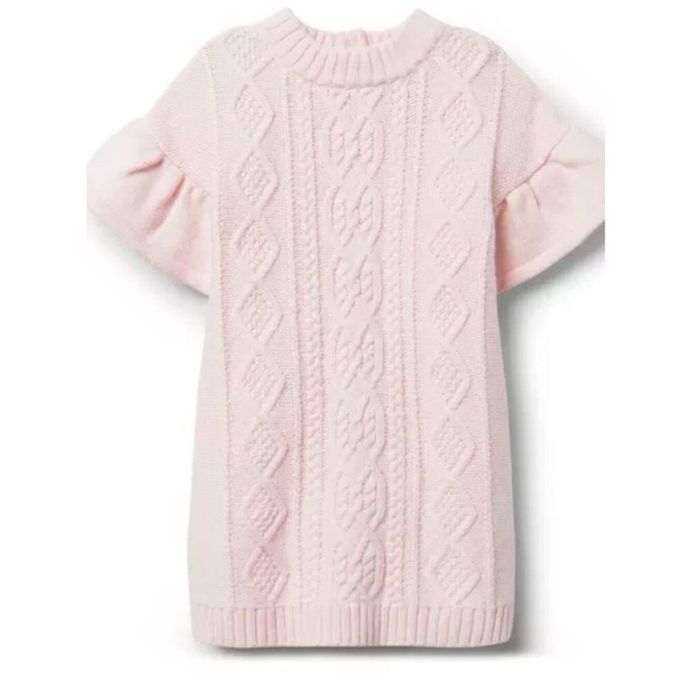 Janie and Jack Pastel Pink Cable knit flutter sleeve sweater dress size 6